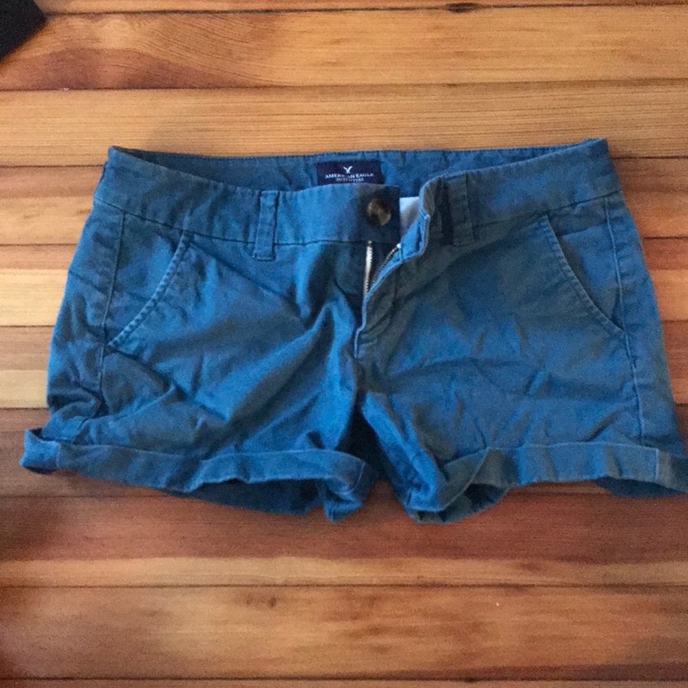 American eagle blue midi stretch shorts